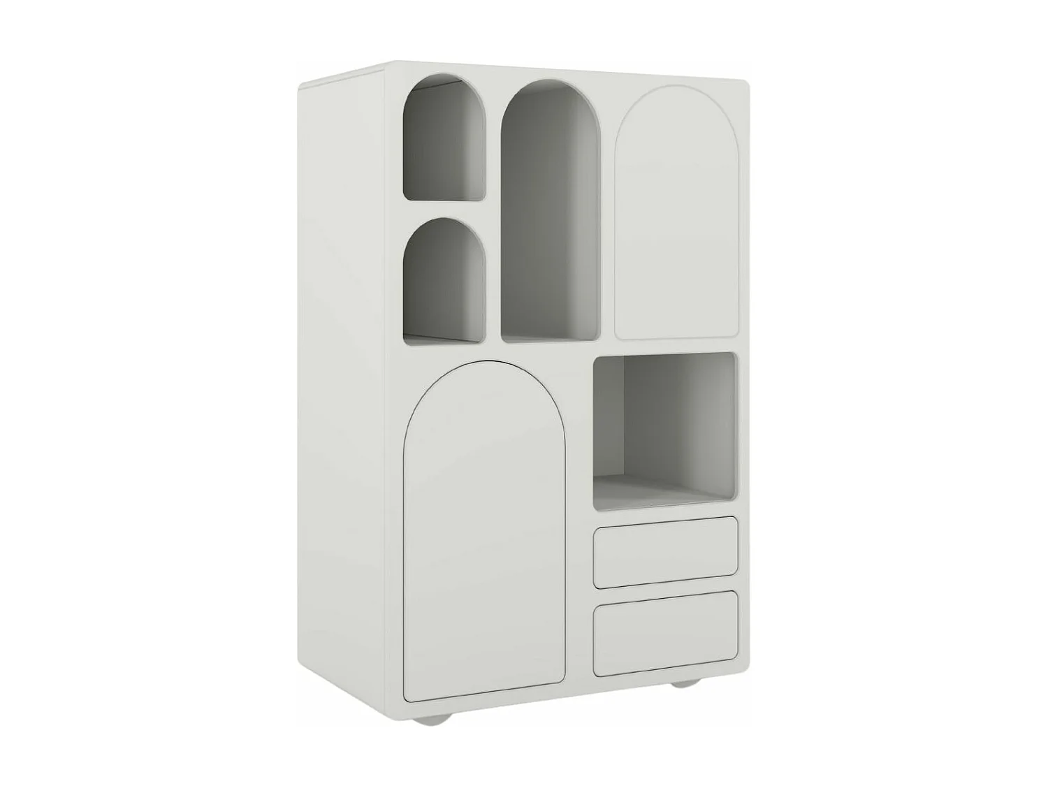 Drewniana komoda z łukami Visby OLIMPIA HIGH / mleczno-szara