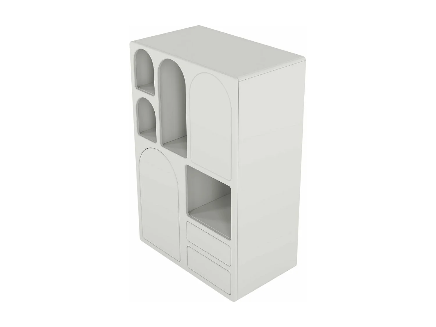 Drewniana komoda z łukami Visby OLIMPIA HIGH / mleczno-szara