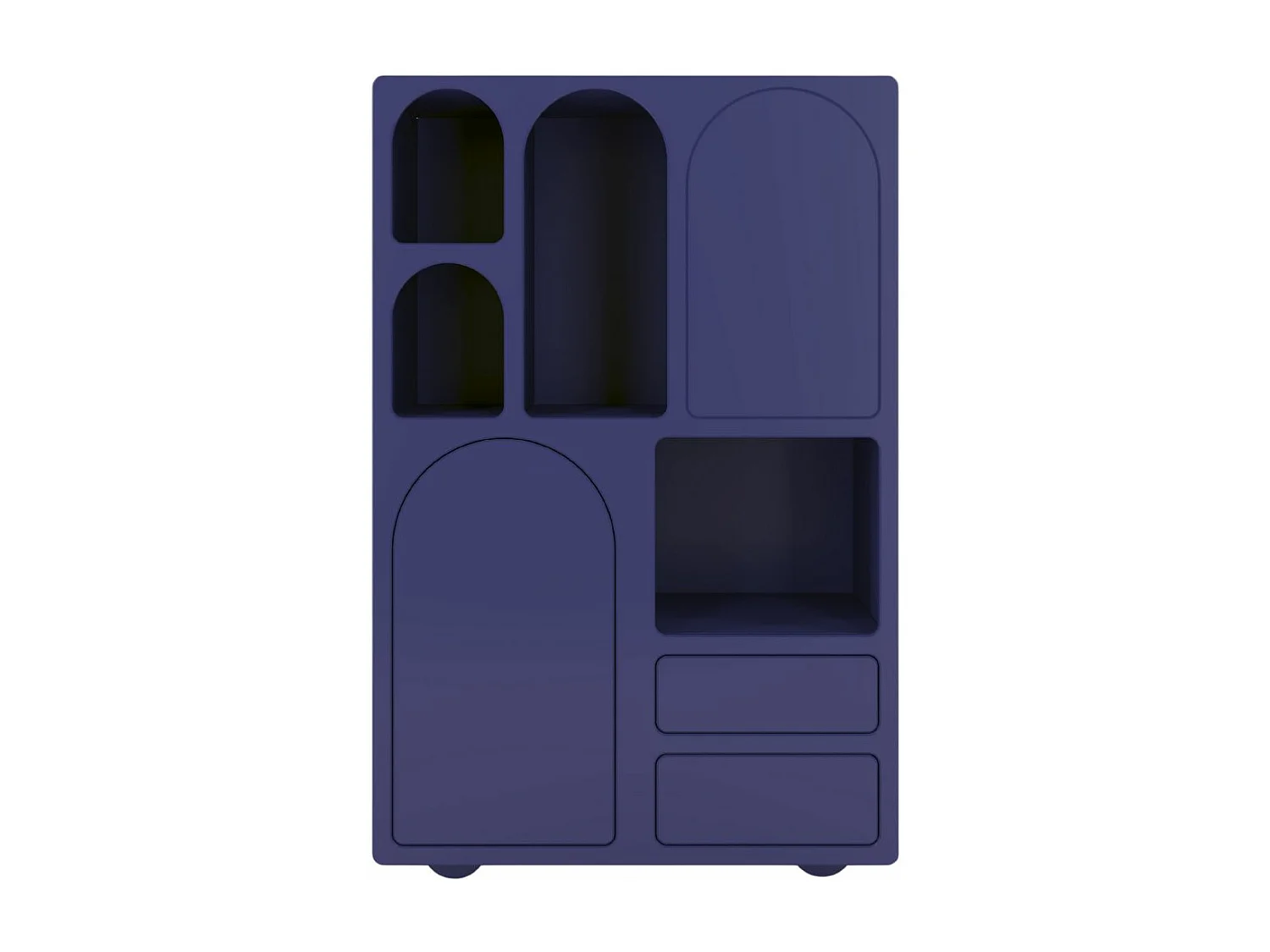 Buffet haute en bois OLIMPIA / design arches / bleu marine noble / 80 cm