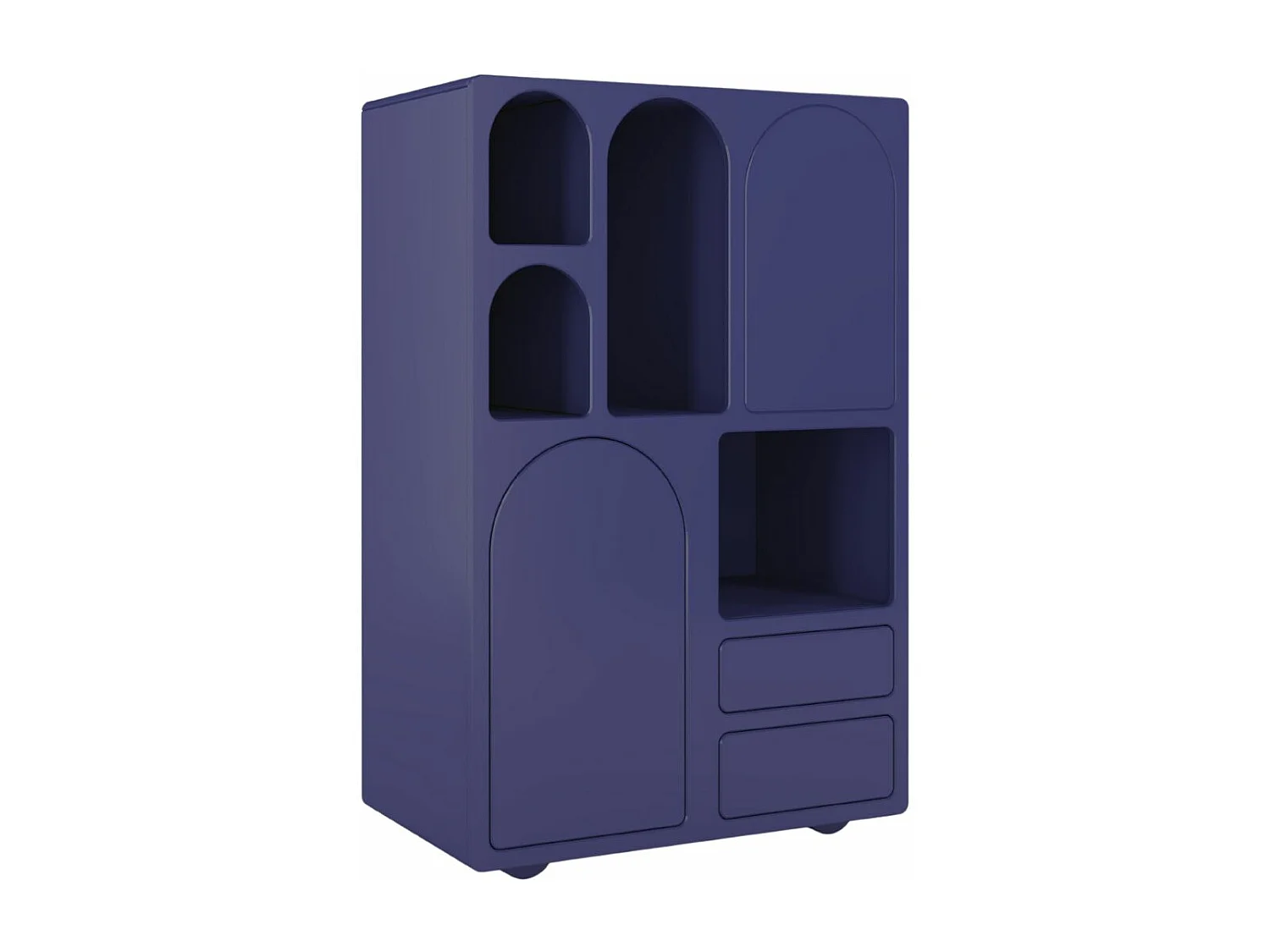 Buffet haute en bois OLIMPIA / design arches / bleu marine noble / 80 cm