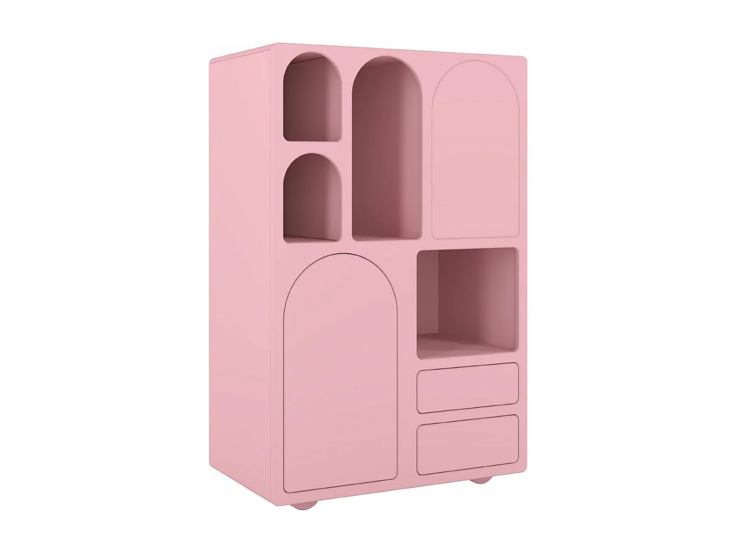 Drewniana komoda z łukami Visby OLIMPIA HIGH / różowa