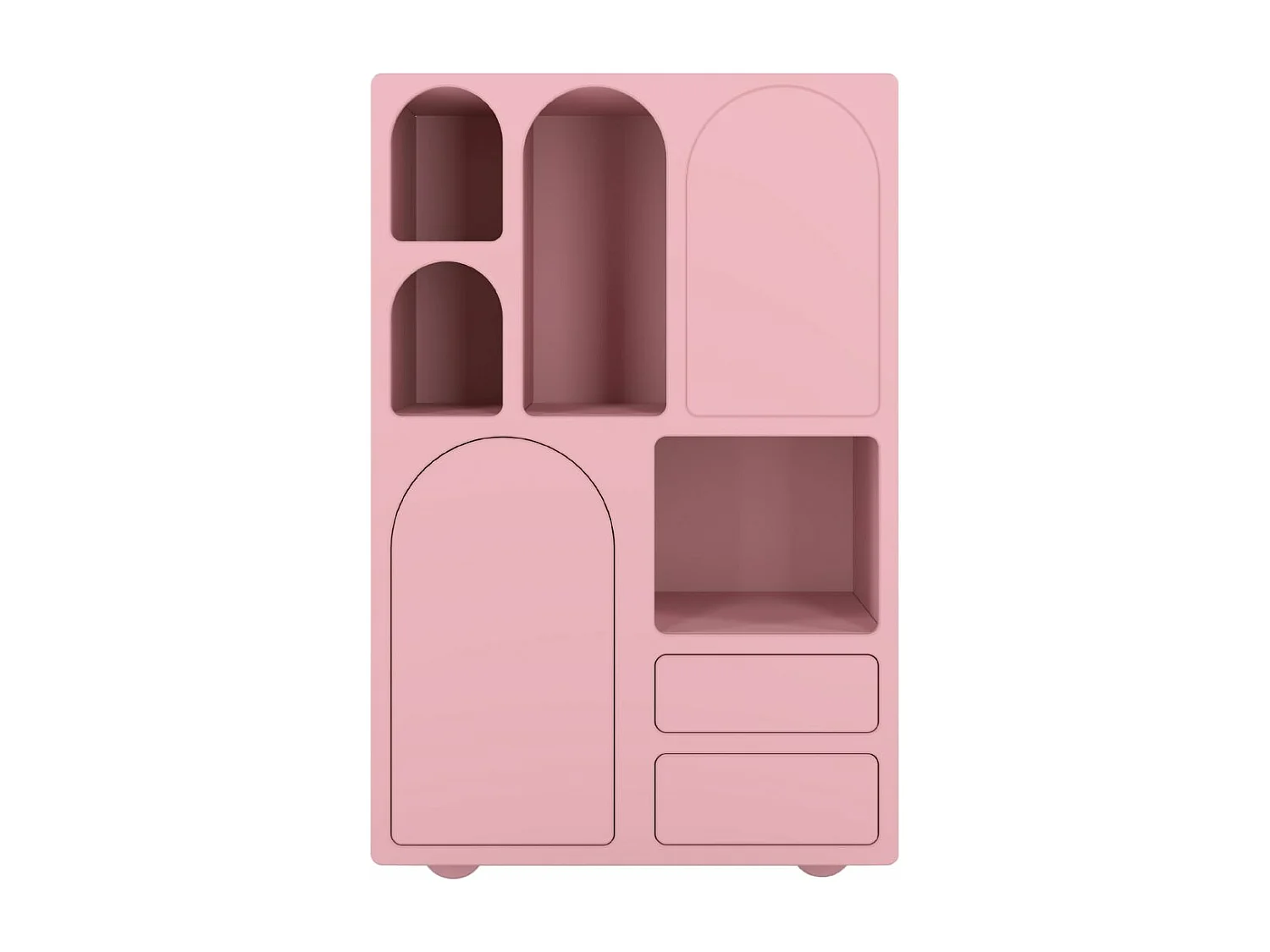 Drewniana komoda z łukami Visby OLIMPIA HIGH / różowa