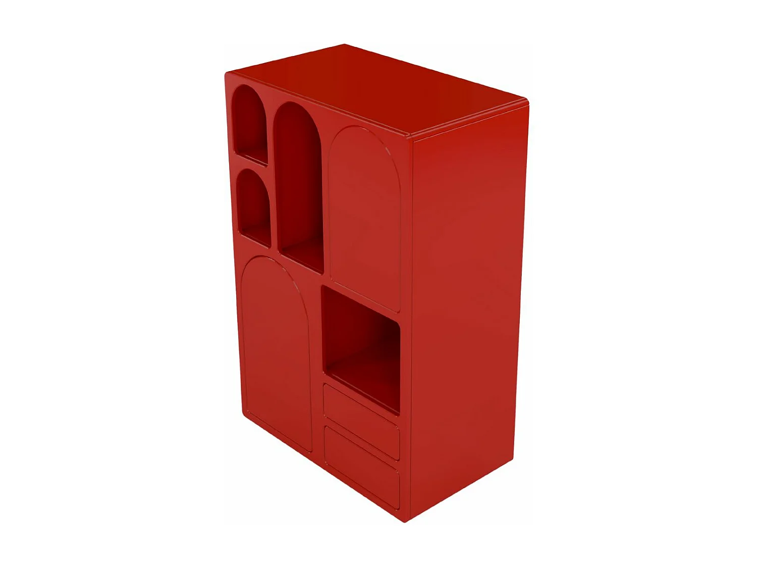 Drewniana komoda z łukami Visby OLIMPIA HIGH / bordowa