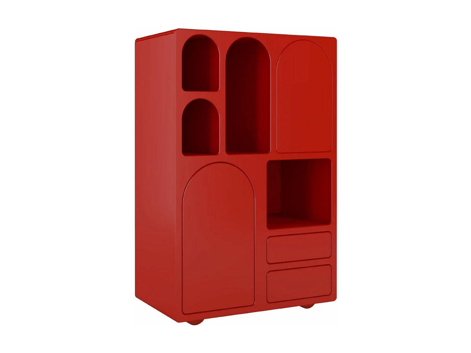 Drewniana komoda z łukami Visby OLIMPIA HIGH / bordowa