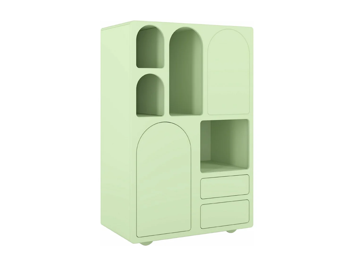 Drewniana komoda z łukami Visby OLIMPIA HIGH / zielona