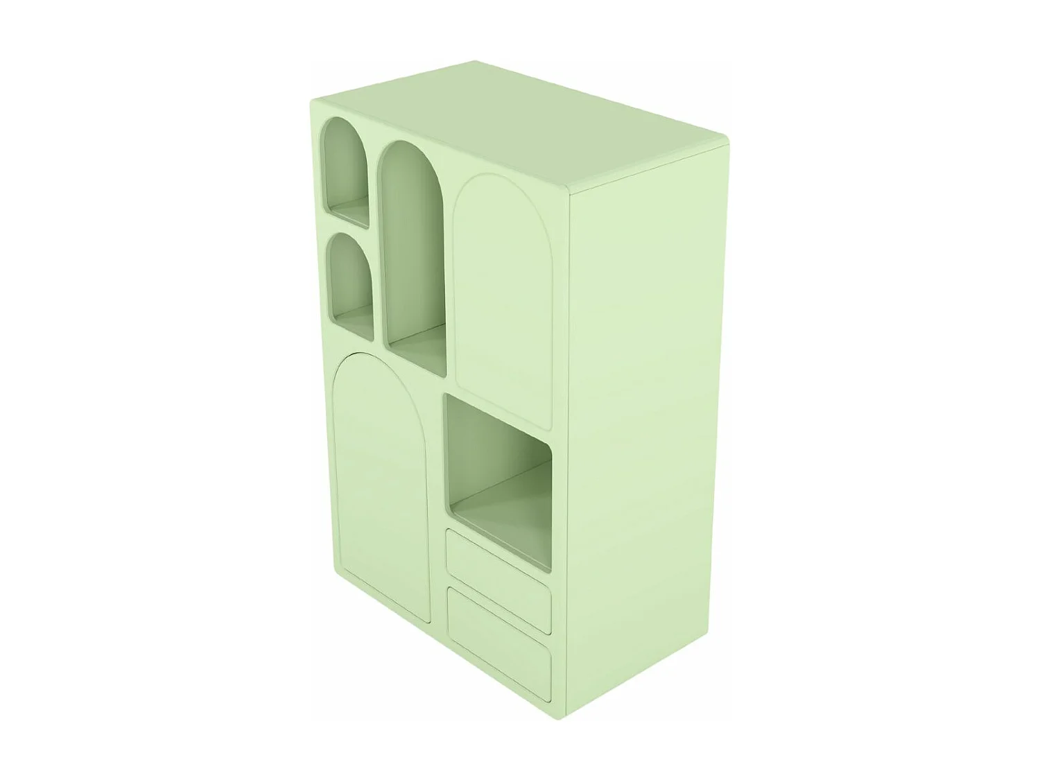 Drewniana komoda z łukami Visby OLIMPIA HIGH / zielona