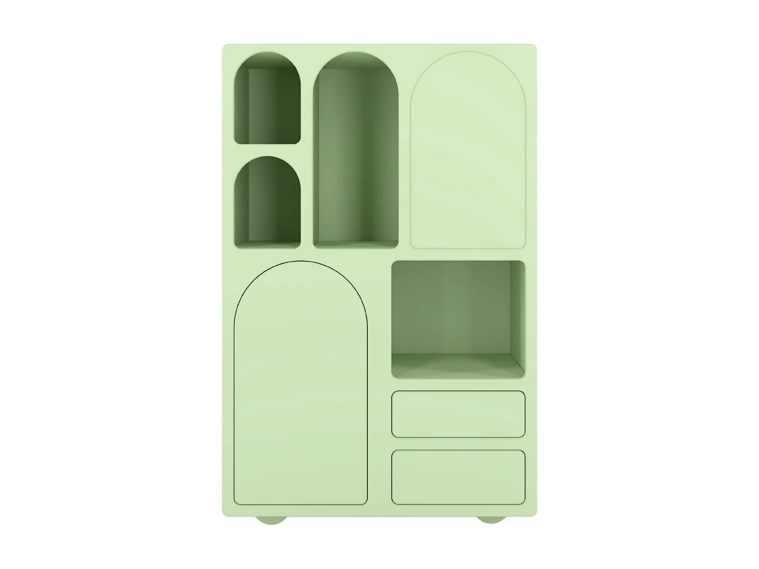 Drewniana komoda z łukami Visby OLIMPIA HIGH / zielona