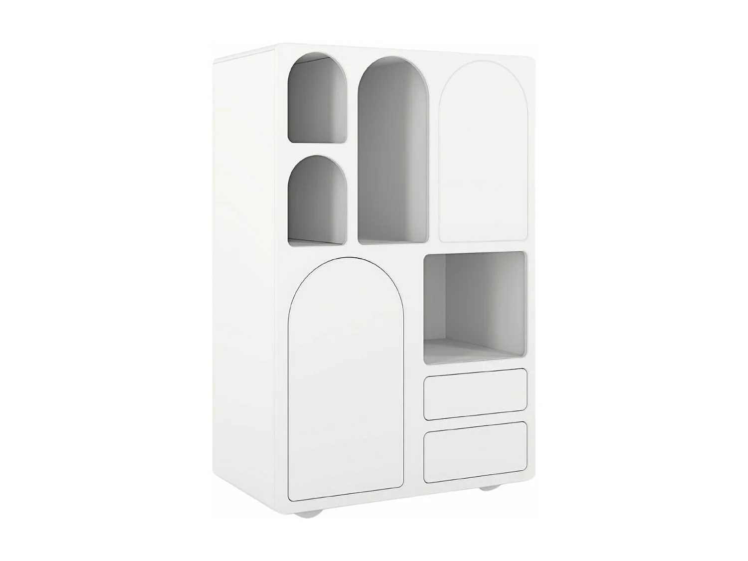 Drewniana komoda z łukami Visby OLIMPIA HIGH / biała