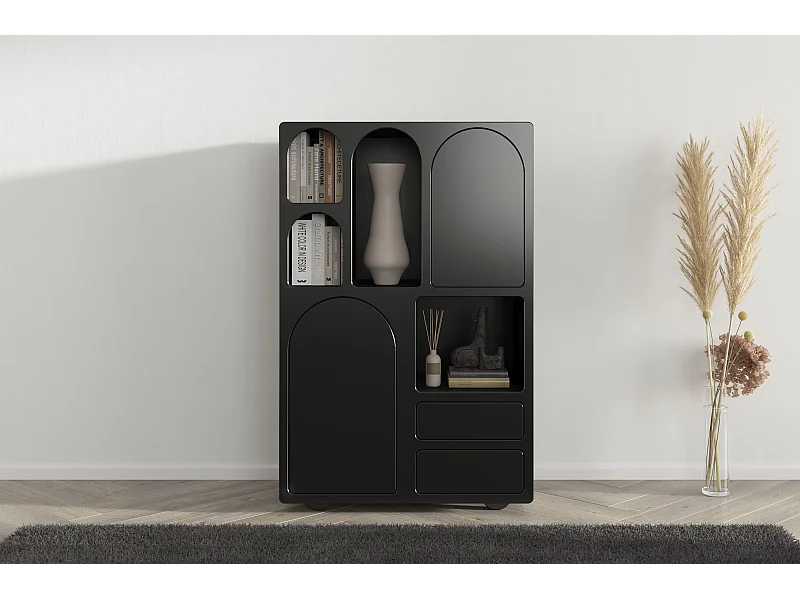 Drewniana komoda z łukami Visby OLIMPIA HIGH / czarna