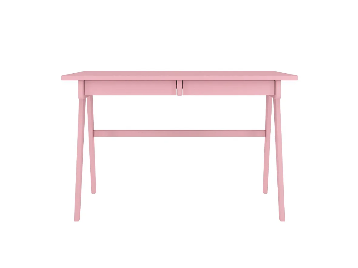 Bureau / coiffeuse en hêtre avec tiroirs EDDA / couleur rose poudré / 120 x 65 cm