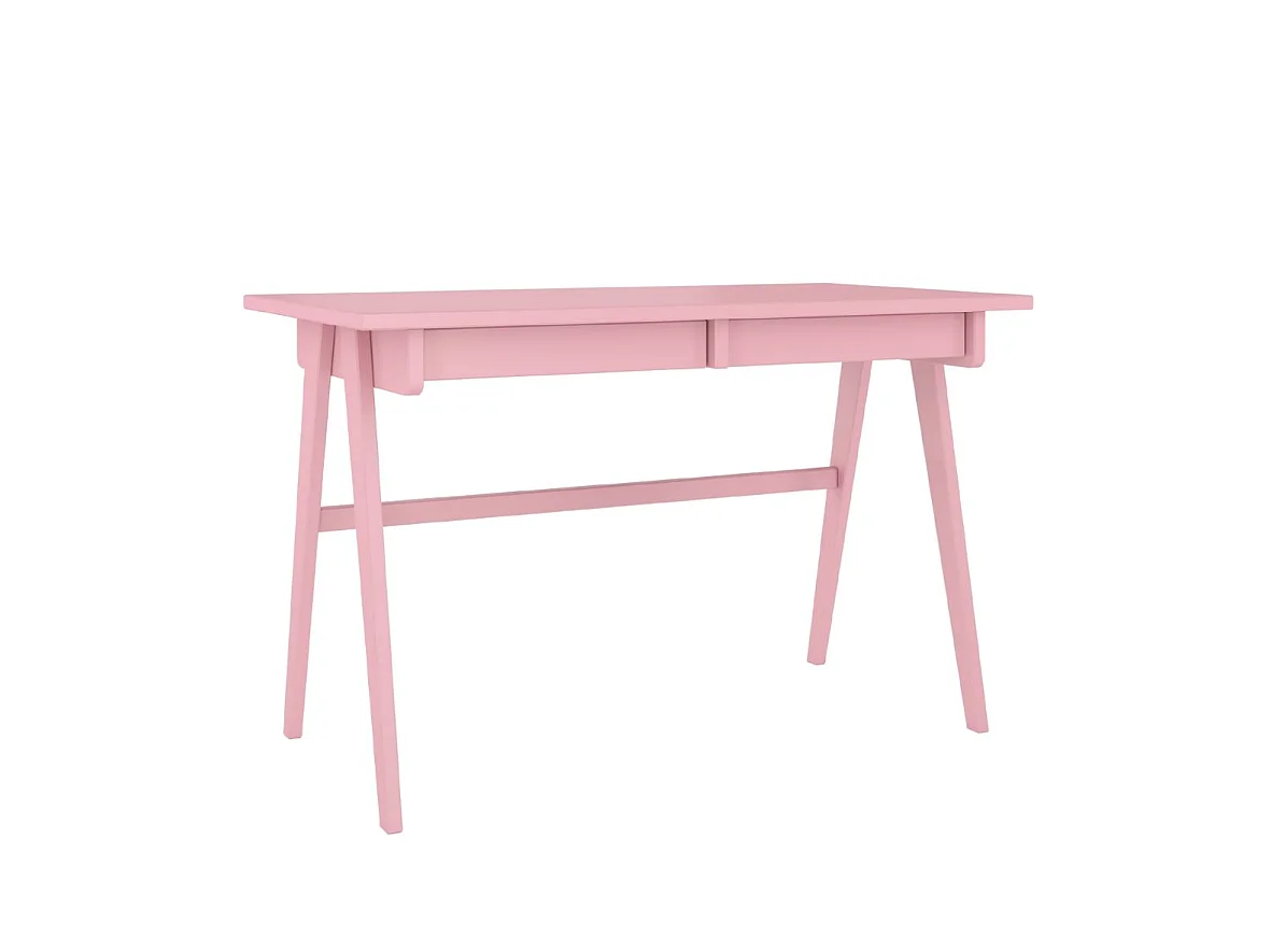 Bureau / coiffeuse en hêtre avec tiroirs EDDA / couleur rose poudré / 120 x 65 cm