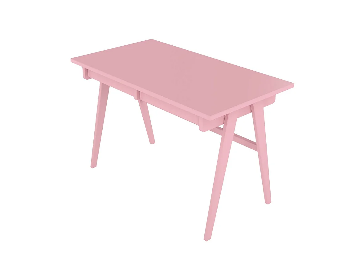 Bureau / coiffeuse en hêtre avec tiroirs EDDA / couleur rose poudré / 120 x 65 cm