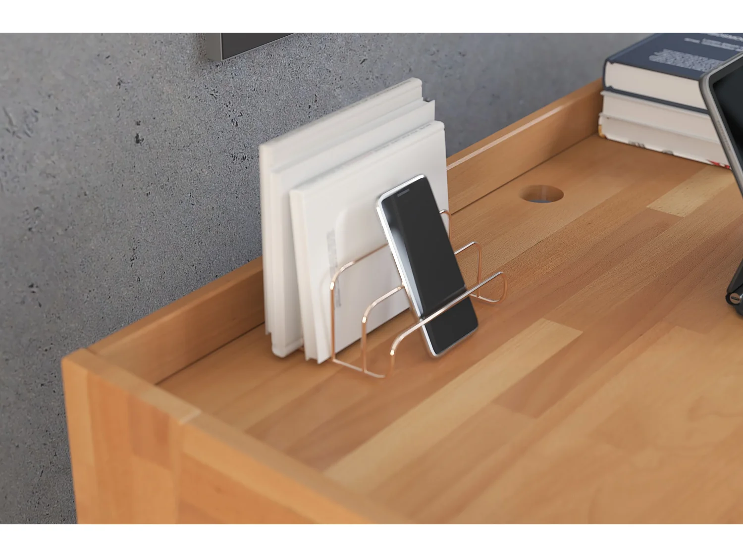 Drewniane bukowe biurko z szufladami Visby LISA / naturalne