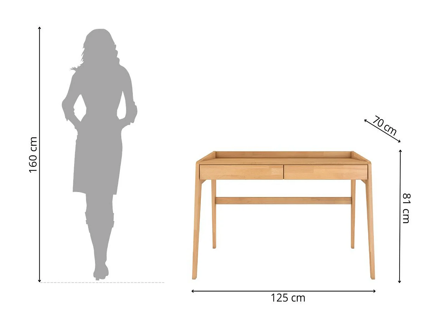 Drewniane bukowe biurko z szufladami Visby LISA / naturalne