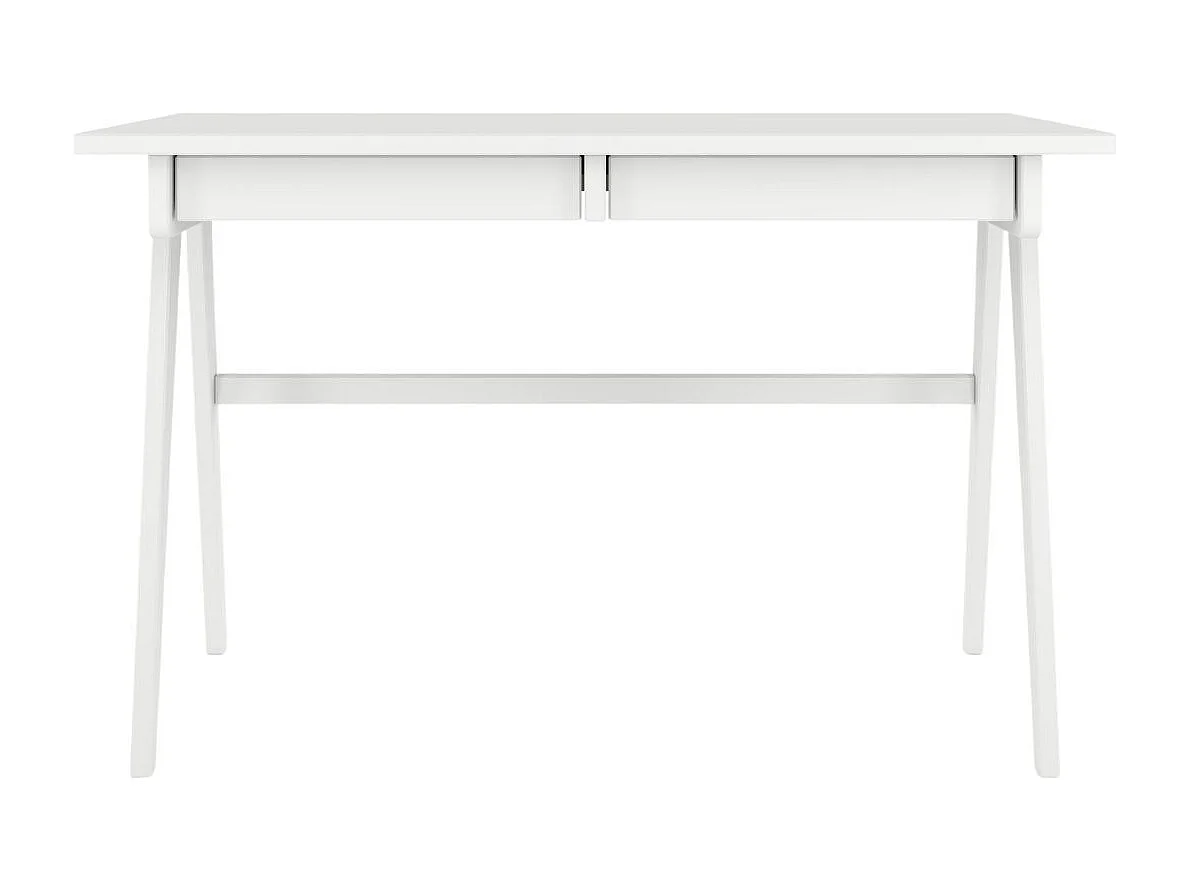 Schreibtisch Edda, 120/65/75 cm in vollflächiges weiß (ral 9003), buchenholz