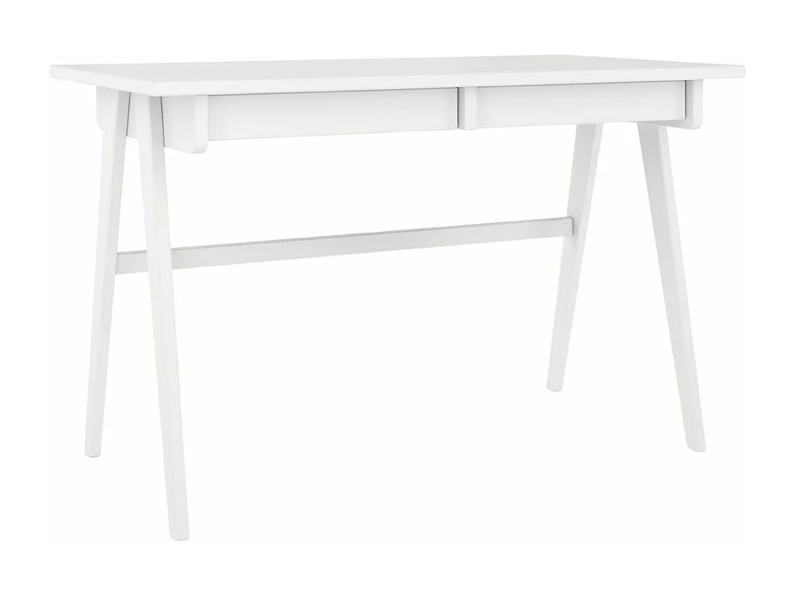 Schreibtisch Edda, 120/65/75 cm in vollflächiges weiß (ral 9003), buchenholz