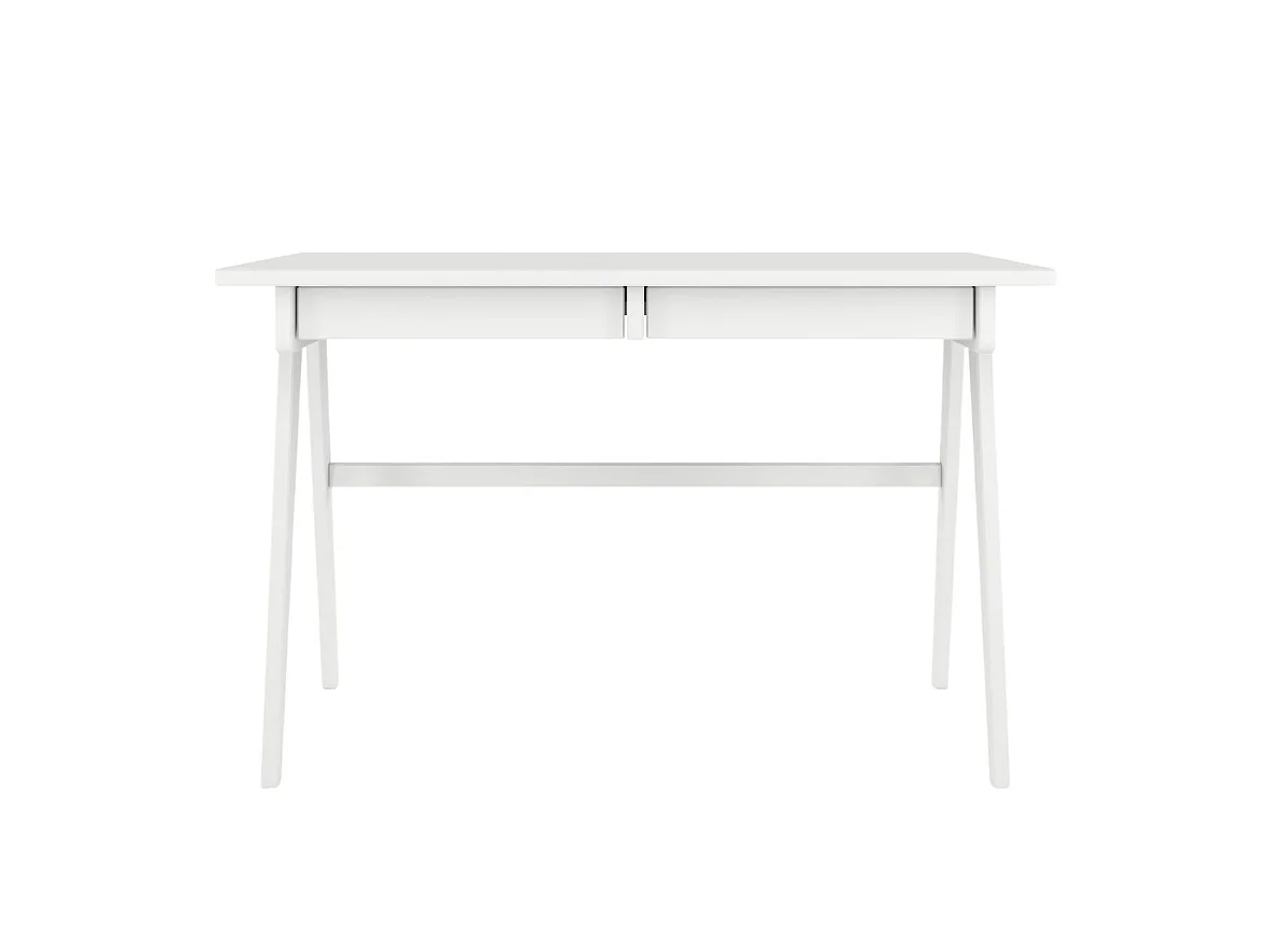 Schreibtisch Edda, 120/65/75 cm in vollflächiges weiß (ral 9003), buchenholz