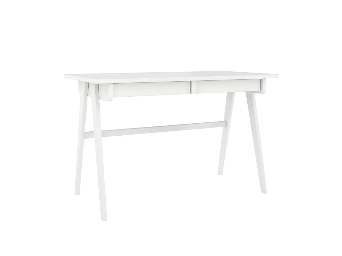Schreibtisch Edda, 120/65/75 cm in vollflächiges weiß (ral 9003), buchenholz
