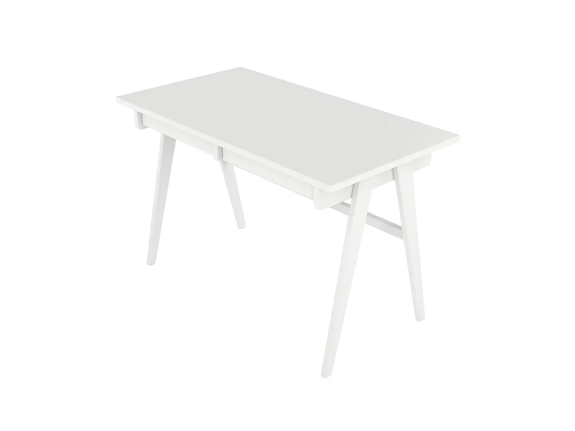 Schreibtisch Edda, 120/65/75 cm in vollflächiges weiß (ral 9003), buchenholz