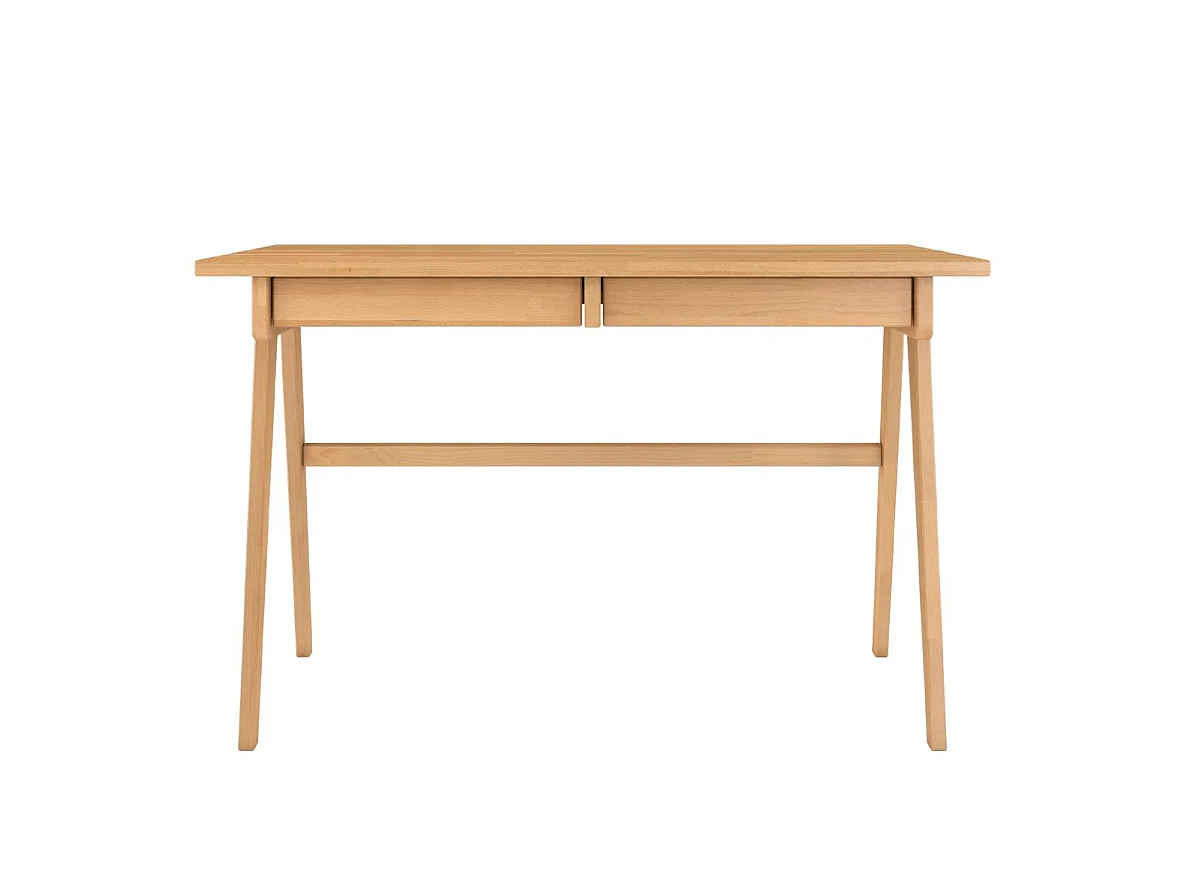 Bureau / coiffeuse en hêtre avec tiroirs EDDA / couleur naturelle / 120 x 65 cm