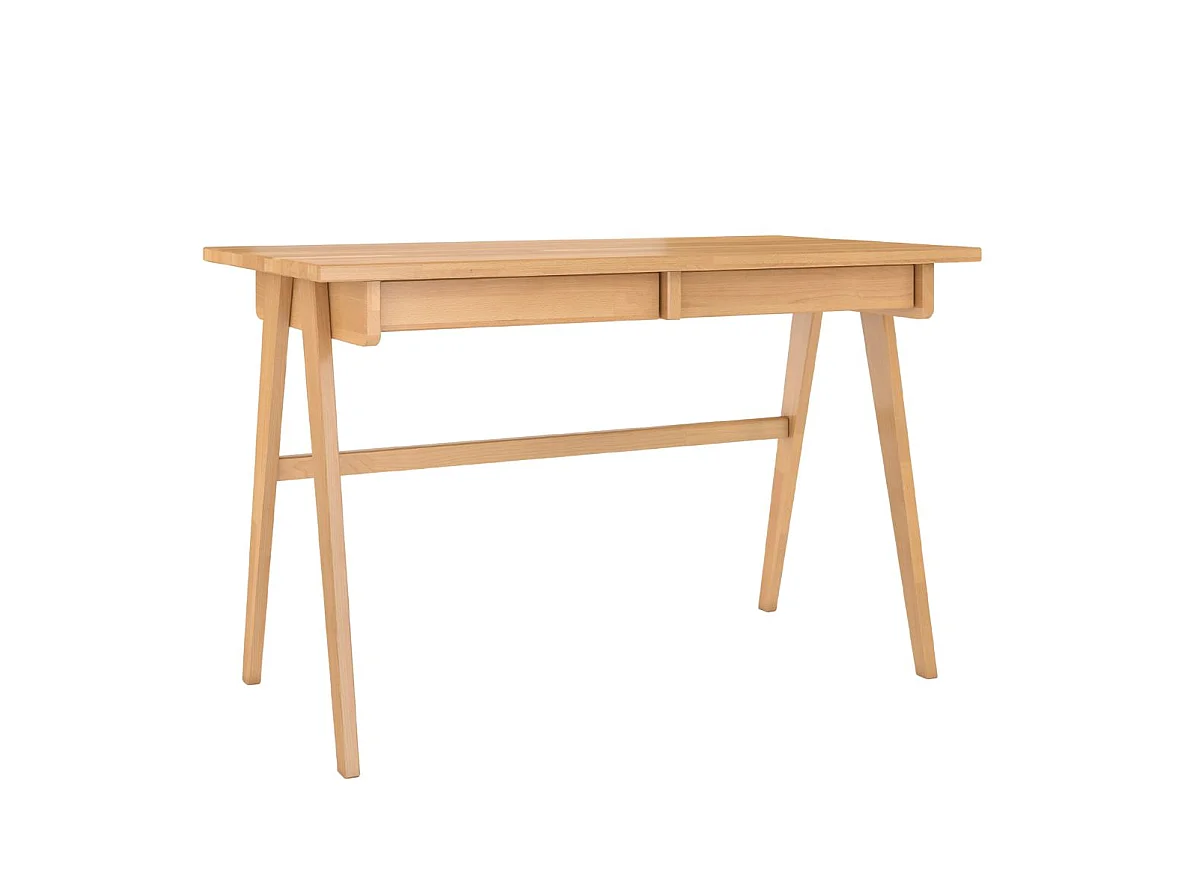 Bureau / coiffeuse en hêtre avec tiroirs EDDA / couleur naturelle / 120 x 65 cm