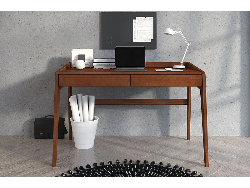 Drewniane bukowe biurko z szufladami Visby LISA / orzech