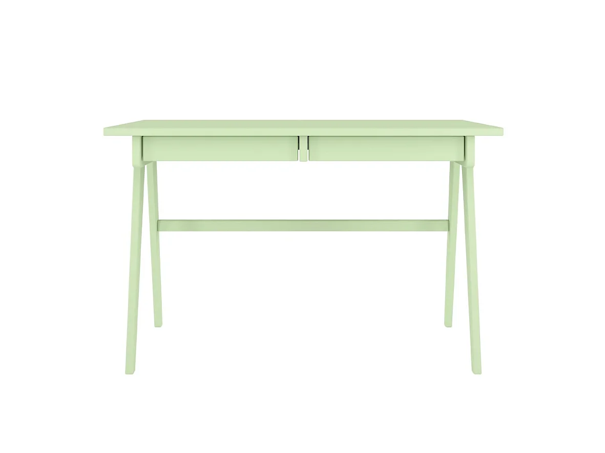 Bureau / coiffeuse en hêtre avec tiroirs EDDA / couleur vert poudré / 120 x 65 cm
