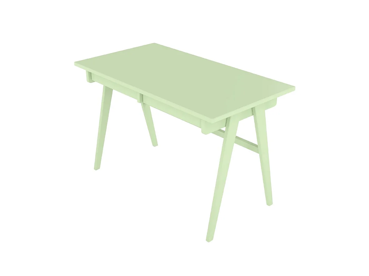 Bureau / coiffeuse en hêtre avec tiroirs EDDA / couleur vert poudré / 120 x 65 cm