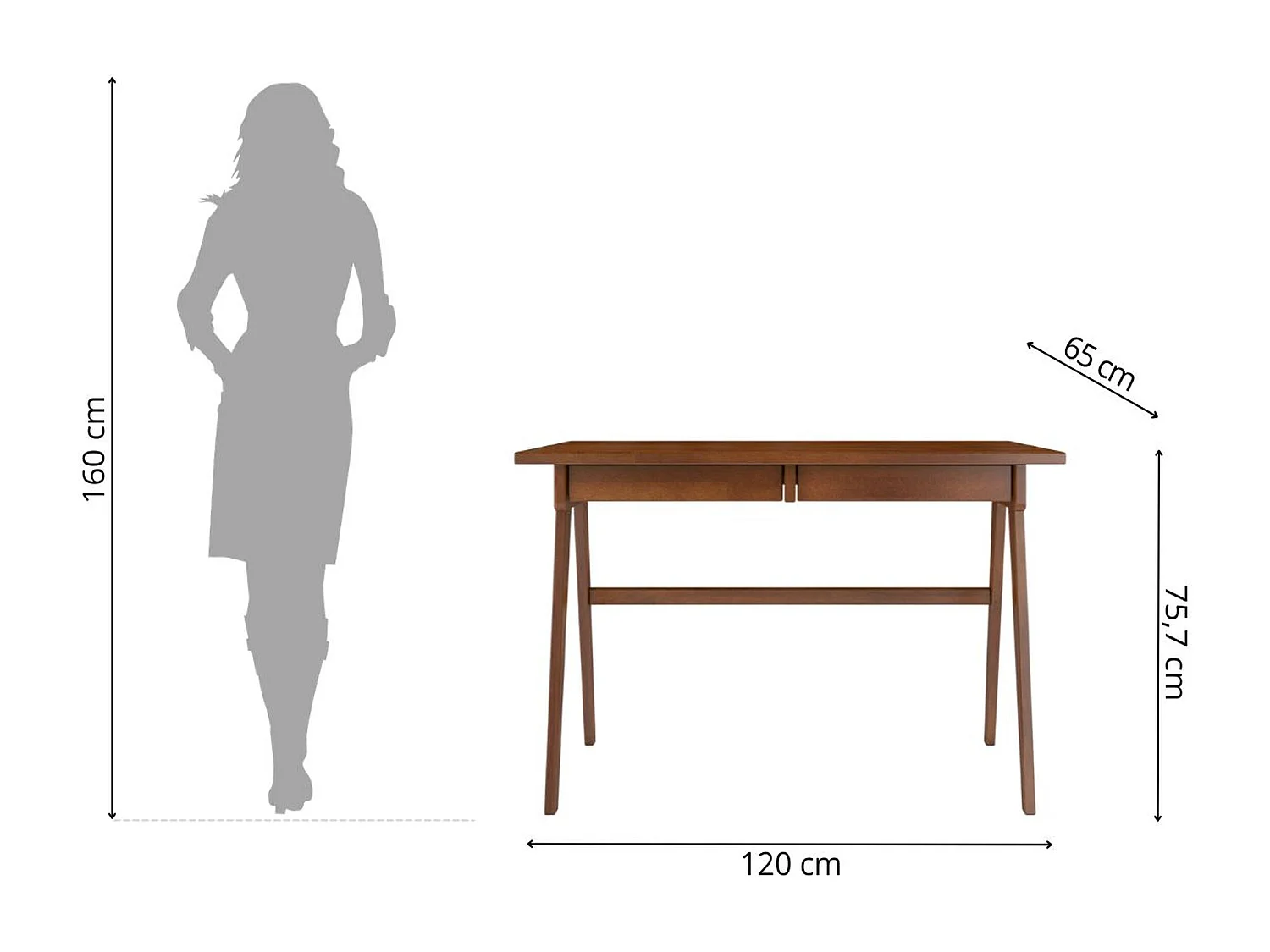 Drewniane bukowe biurko z szufladami Visby EDDA / orzech