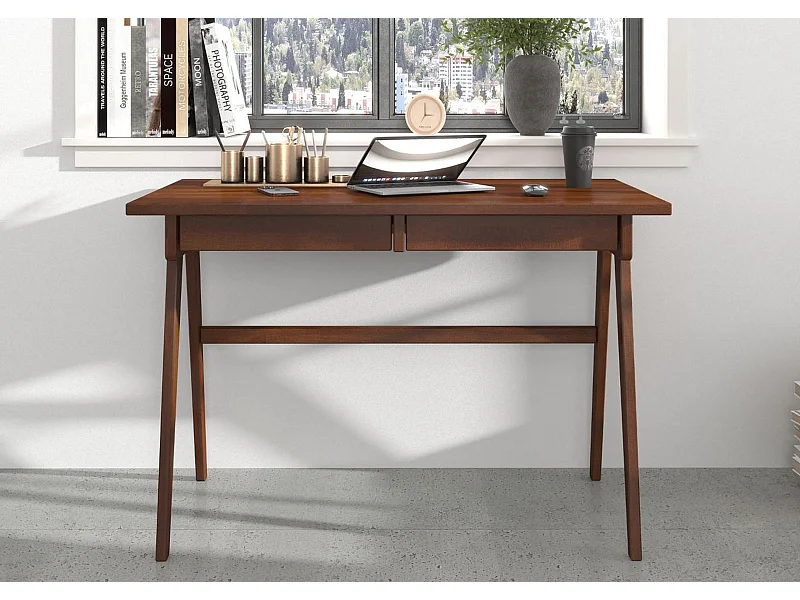 Drewniane bukowe biurko z szufladami Visby EDDA / orzech