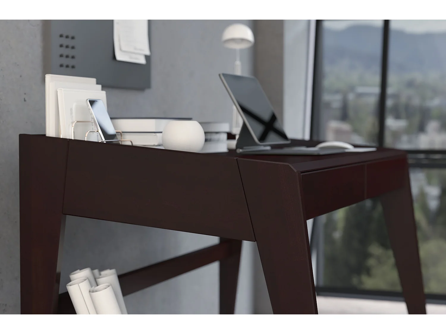 Drewniane bukowe biurko z szufladami Visby LISA / palisander