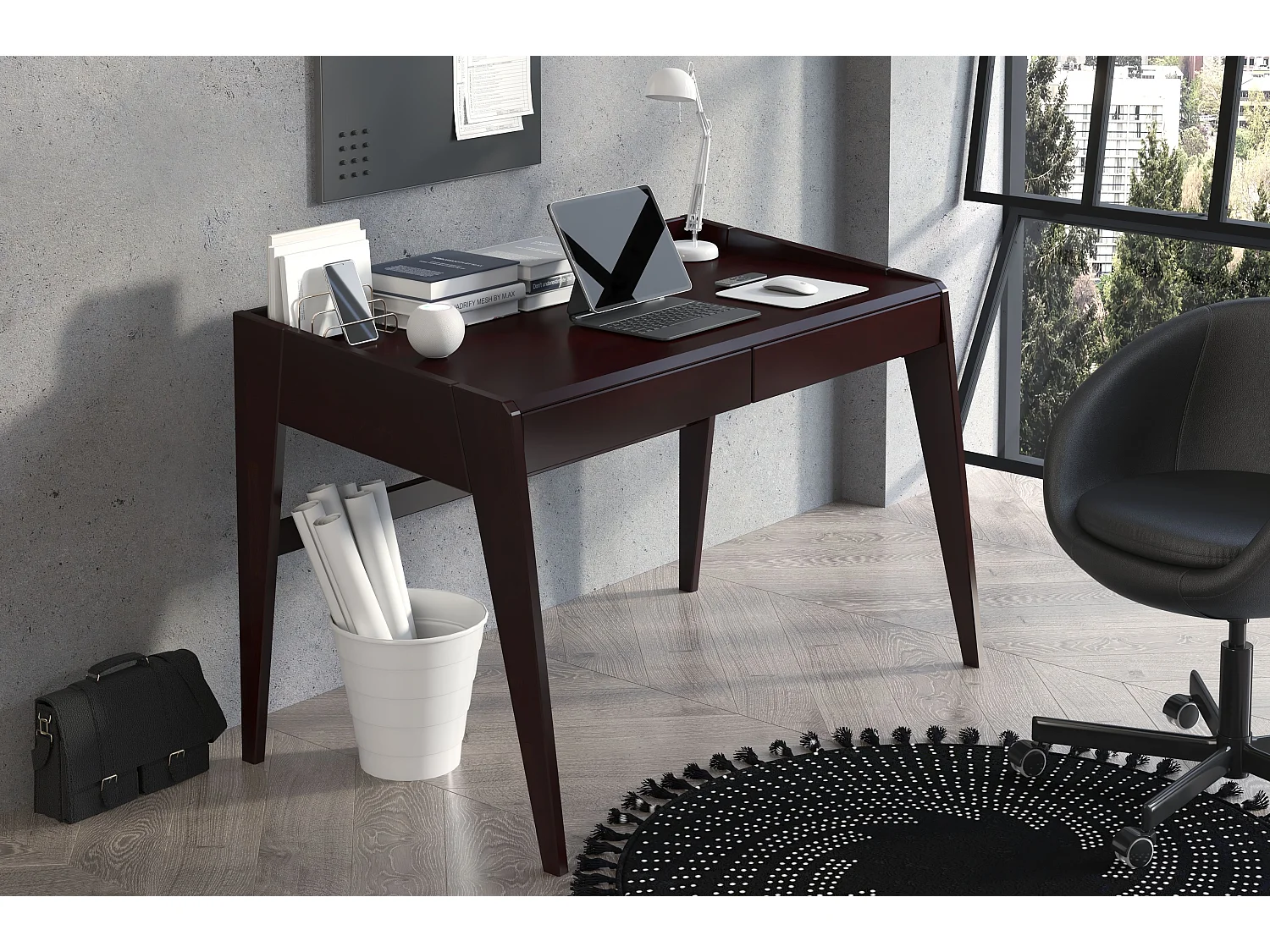 Schreibtisch Elisa, 125/70/81 cm in palisanderfarbe, buchenholz