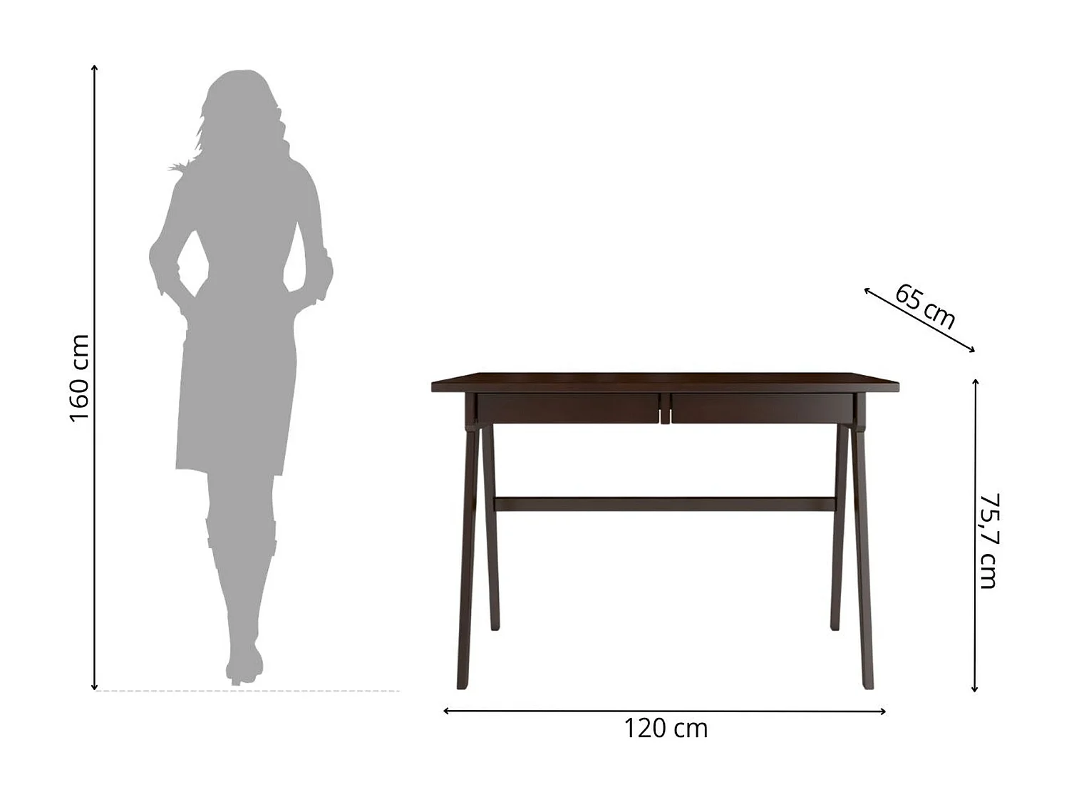 Schreibtisch Edda, 120/65/75 cm in palisanderfarbe, buchenholz