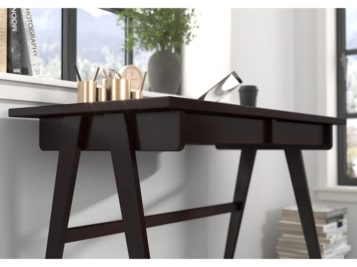 Bureau / coiffeuse en hêtre avec tiroirs EDDA / couleur palissandre / 120 x 65 cm