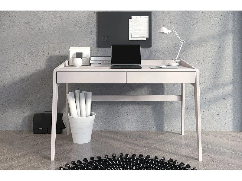 Drewniane bukowe biurko z szufladami Visby LISA / białe