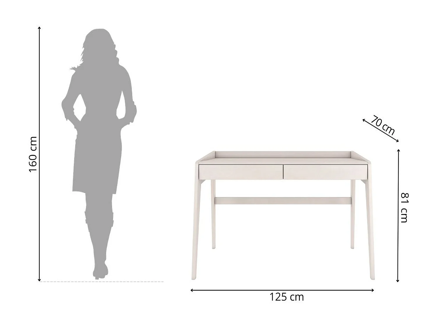 Drewniane bukowe biurko z szufladami Visby LISA / białe