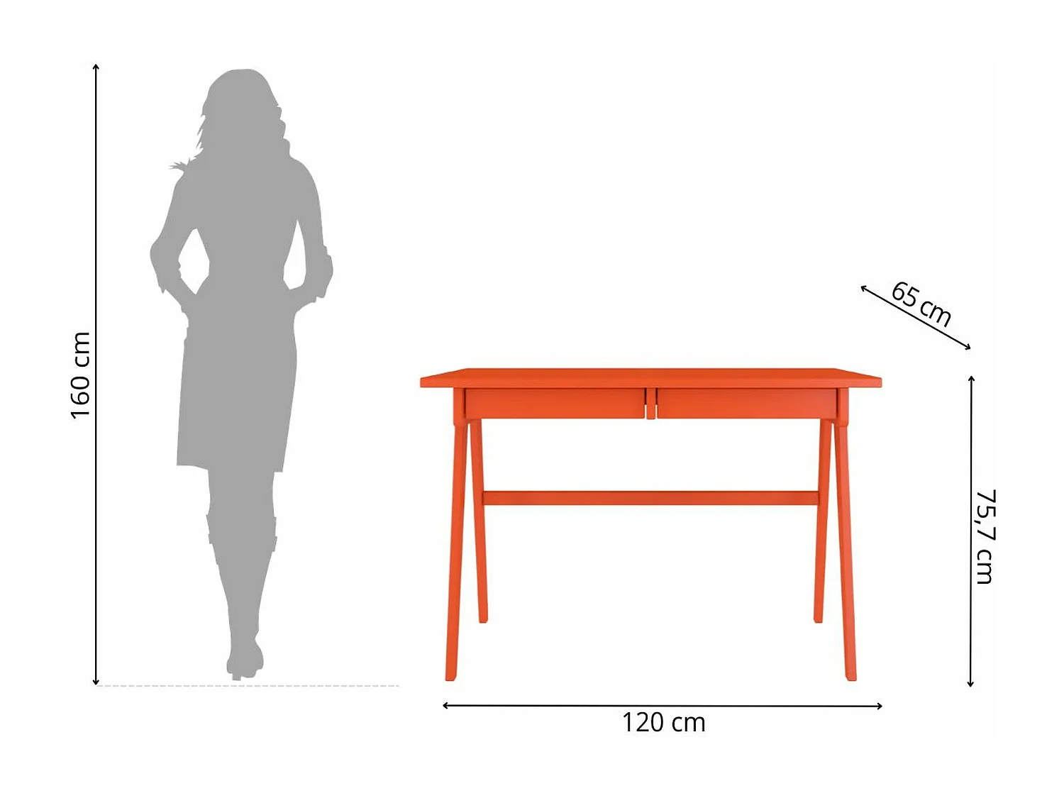 Drewniane biurko z szufladami Visby EDDA / pomarańczowy