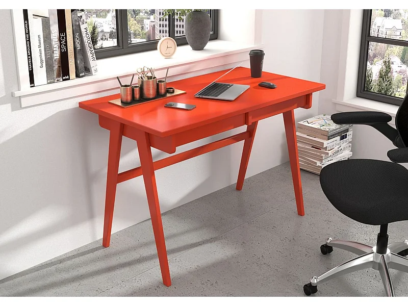 Schreibtisch Edda, 120/65/75 cm in orange, buchenholz
