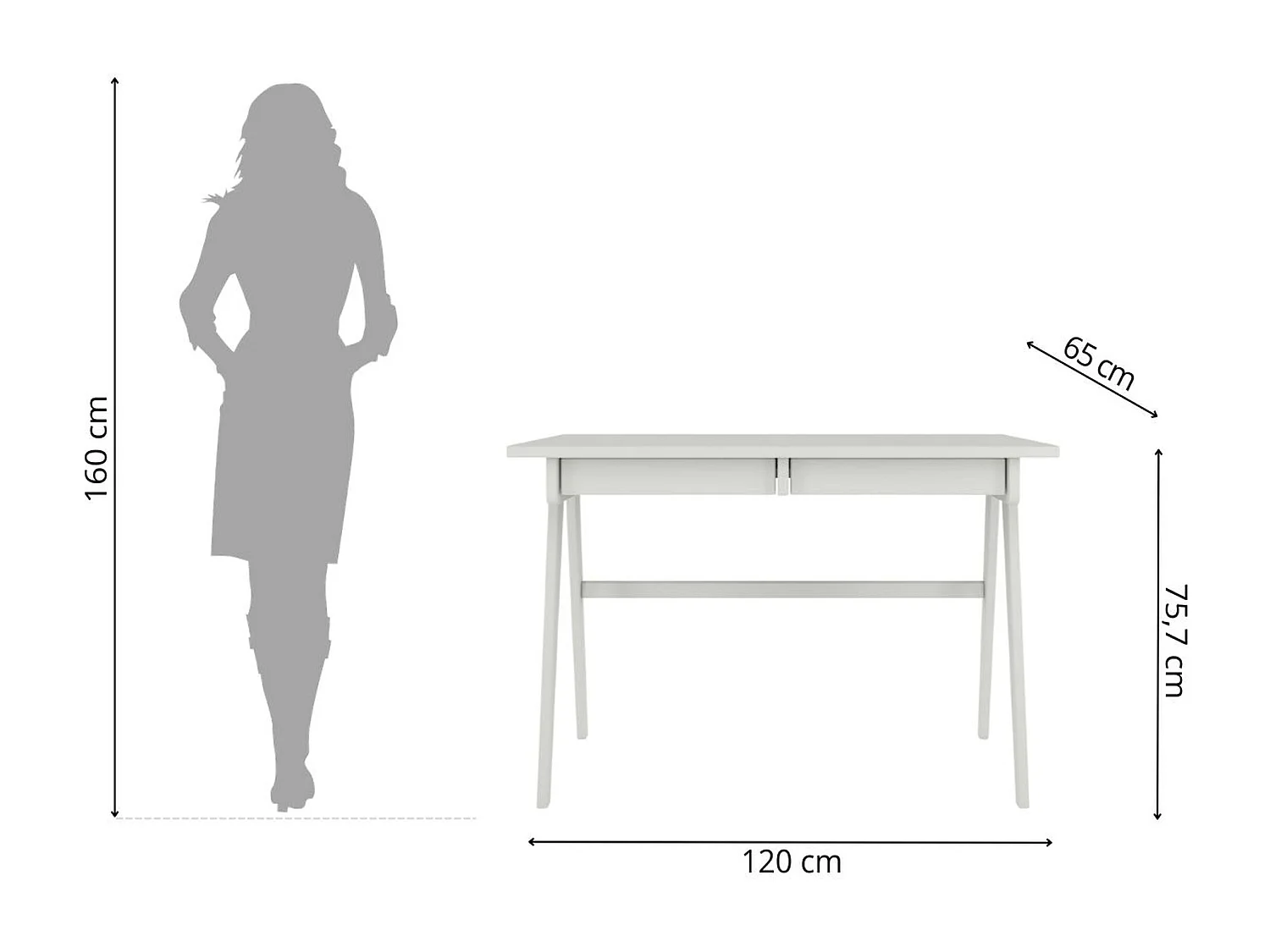 Drewniane biurko z szufladami Visby EDDA / szary mleczny