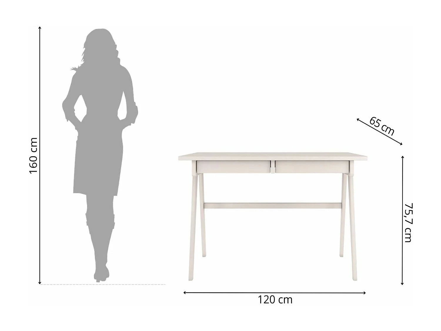 Drewniane bukowe biurko z szufladami Visby EDDA / białe