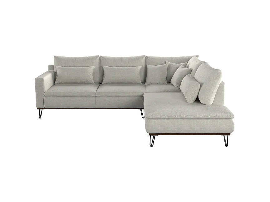 Canapé angle droit Harvey 4 places tissu blanc - 260x230cm