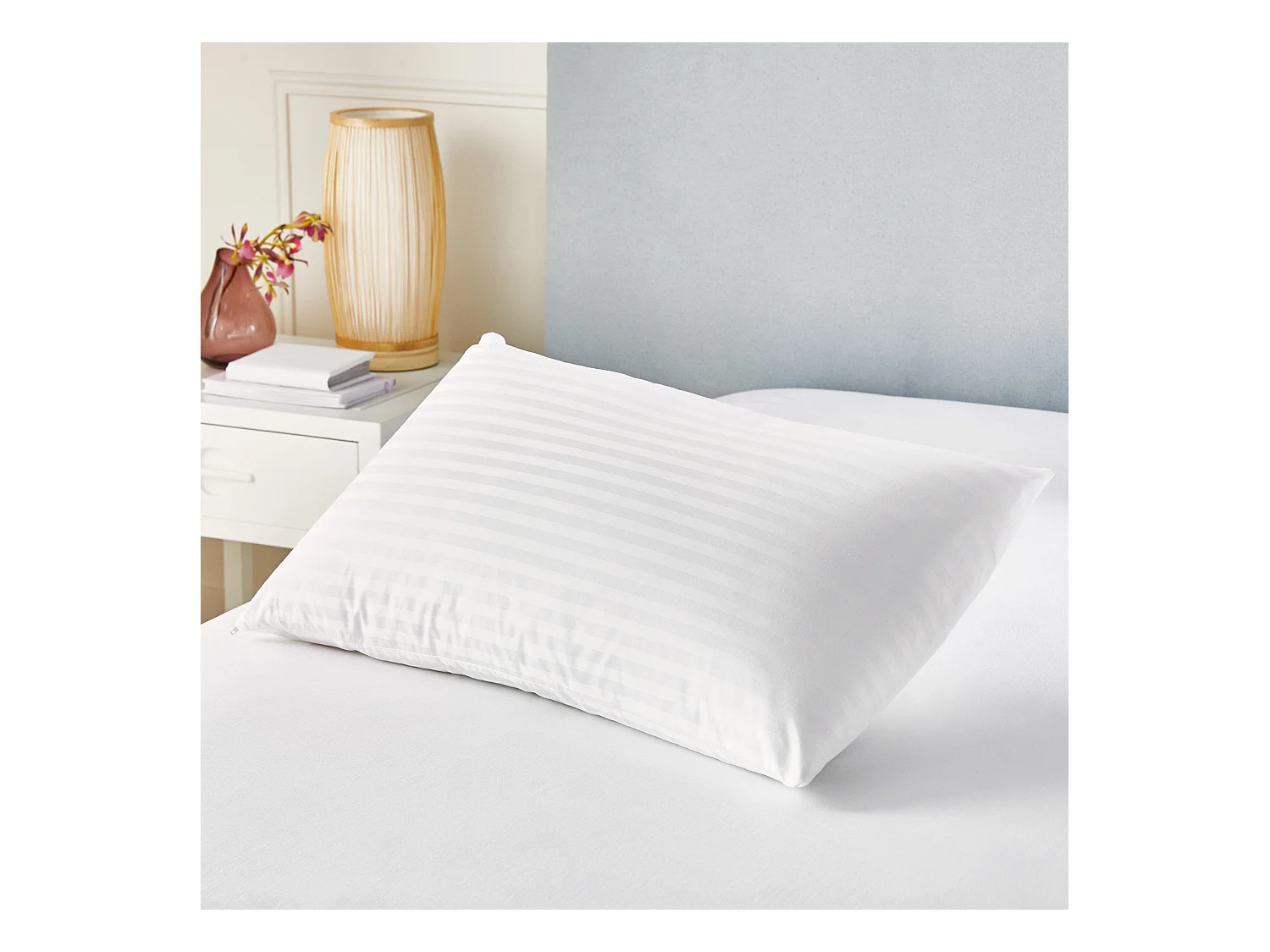 Oreiller en plumes et duvet d'oie avec housse double 100% coton