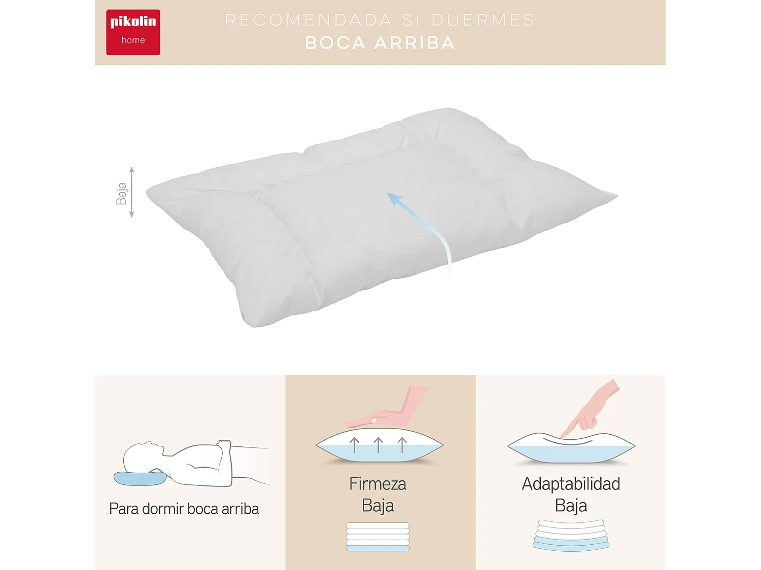 Almofada antiácaros para crianças, capa removível 100% algodão | 55 x 35 cm