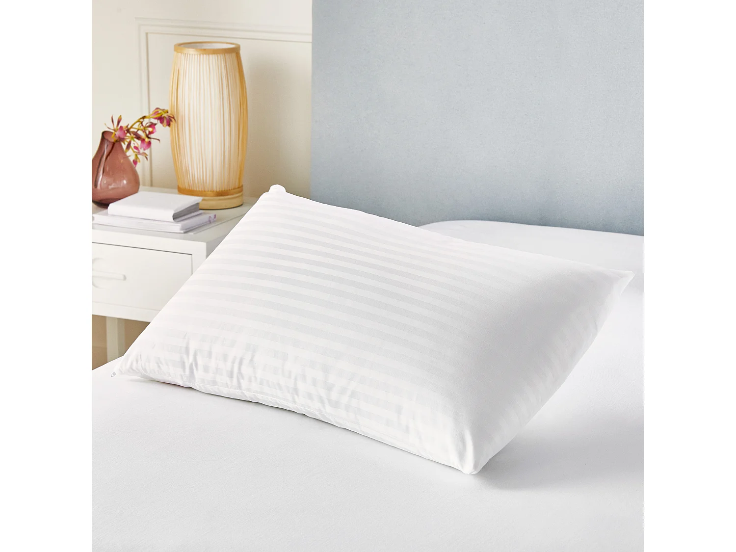 Oreiller en plumes et duvet d'oie avec housse double 100% coton