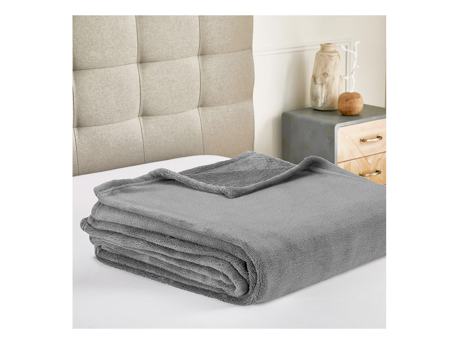 Manta plaid lisa de terciopelo 270x230cm Pikolin Home