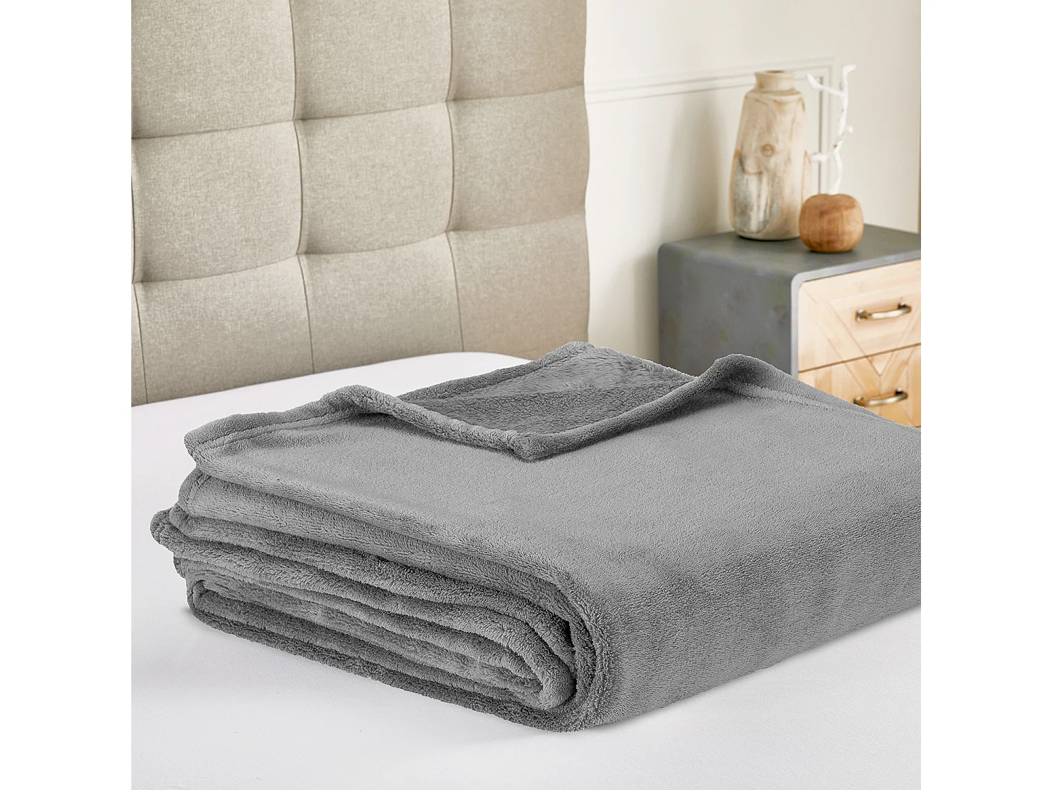 Plaid in velluto tinta unita Grigio