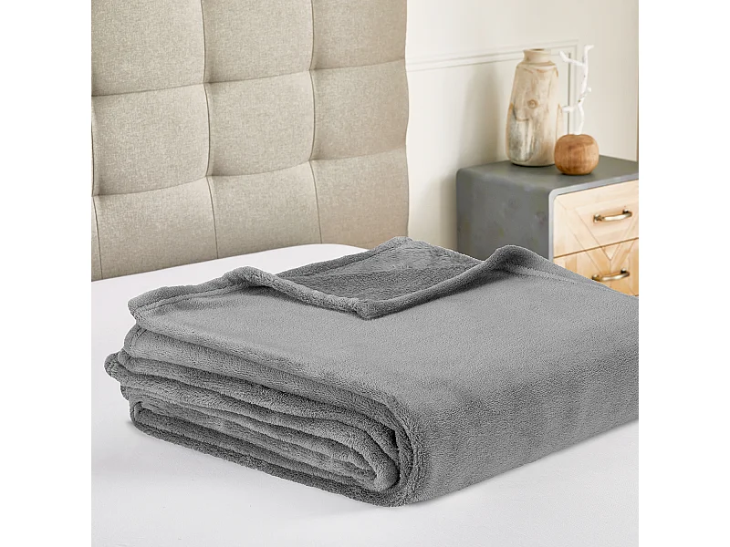 Plaid in velluto tinta unita Grigio