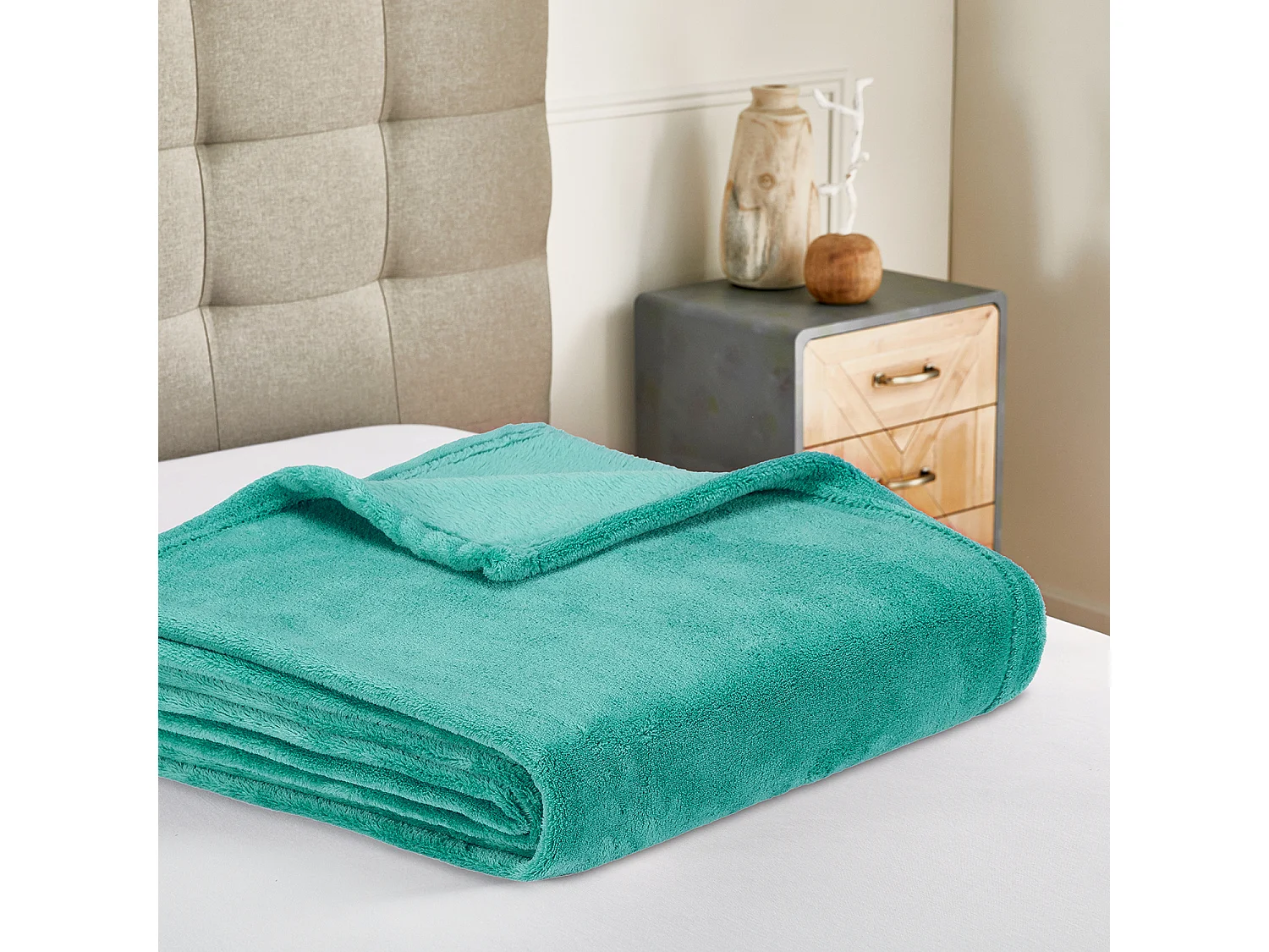 Couverture plaid lisse en velours Bleu