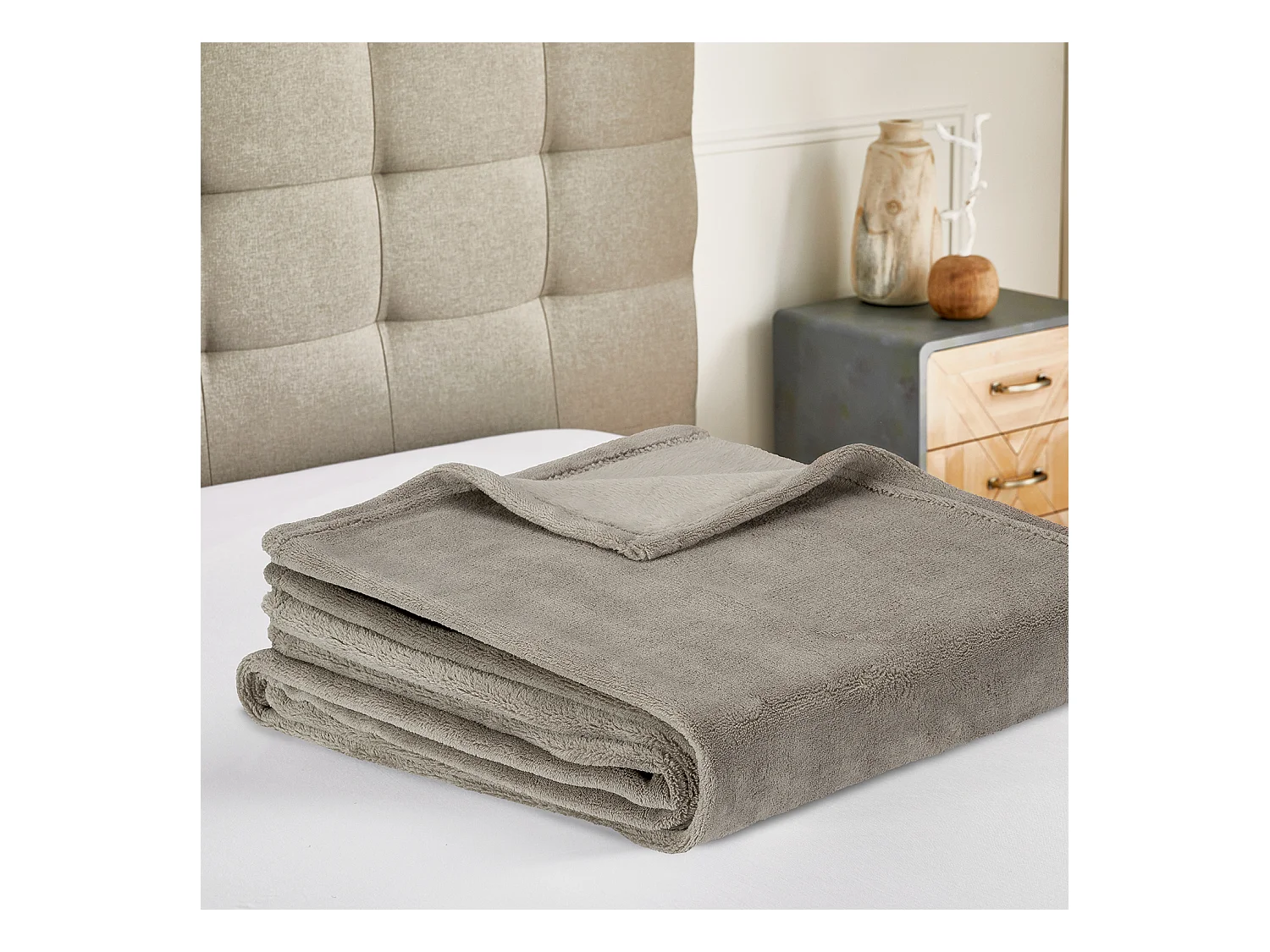 Couverture plaid lisse en velours Brun