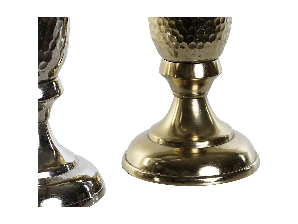 Jarrón DKD Home Decor Dorado Plateado Aluminio 13 x 13 x 33 cm (2 Unidades)